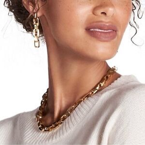 NWT Eddie Borgo Gold Supra Handmade Chain Link Necklace + Earring Set